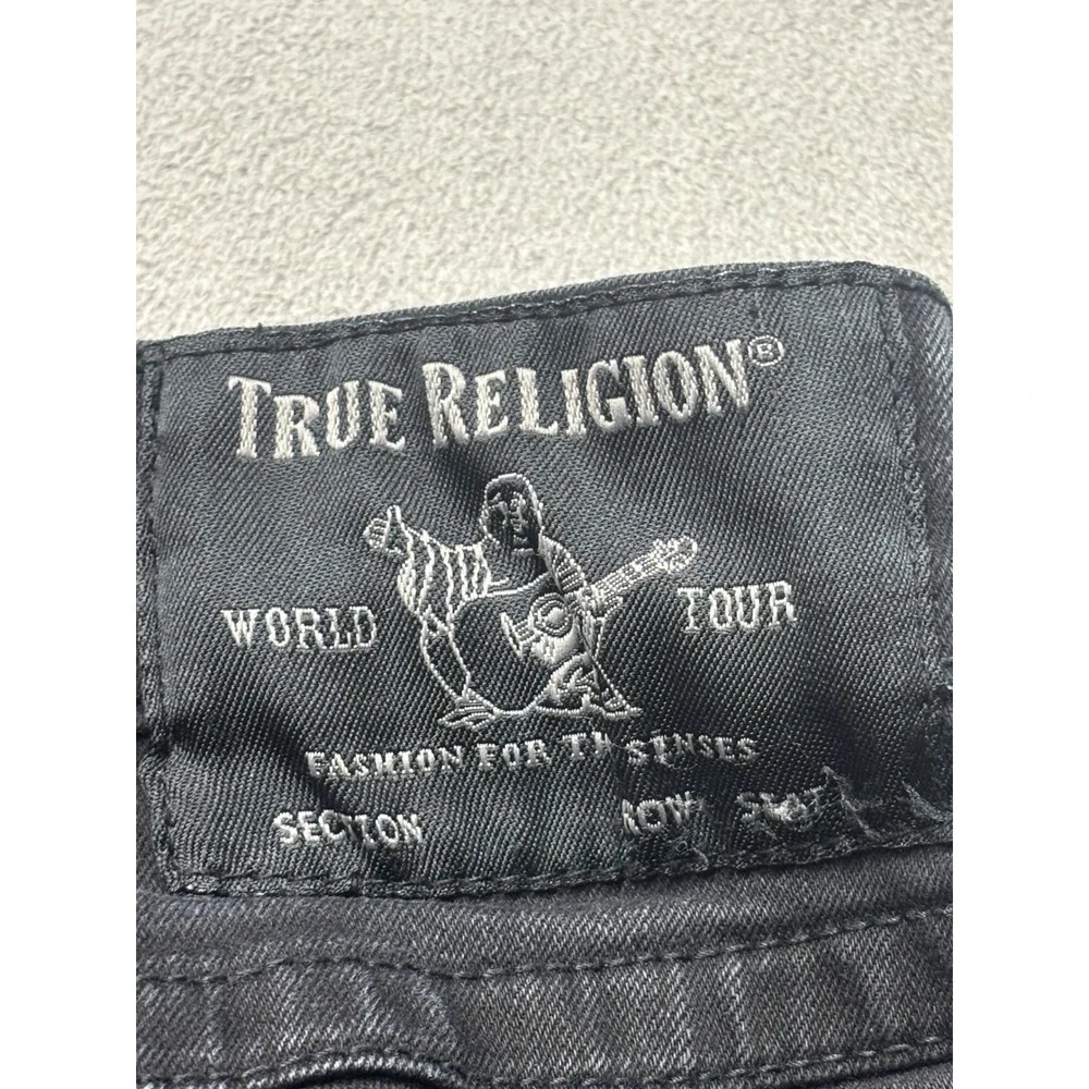 True Religion Rocco Relaxed Skinny Jeans Mens 33 Faded Black Flap Pocket Denim